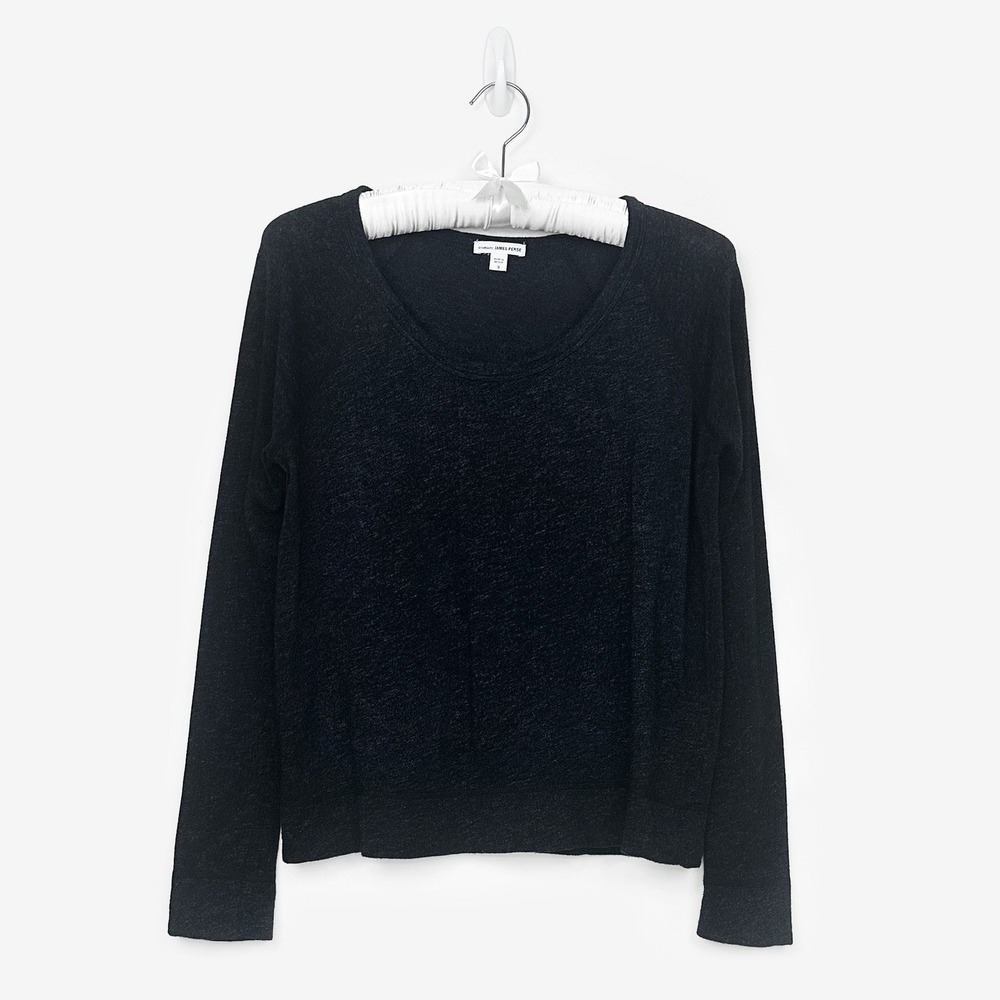 James Perse Vintage French Terry Sweatshirt Size L Heather Black